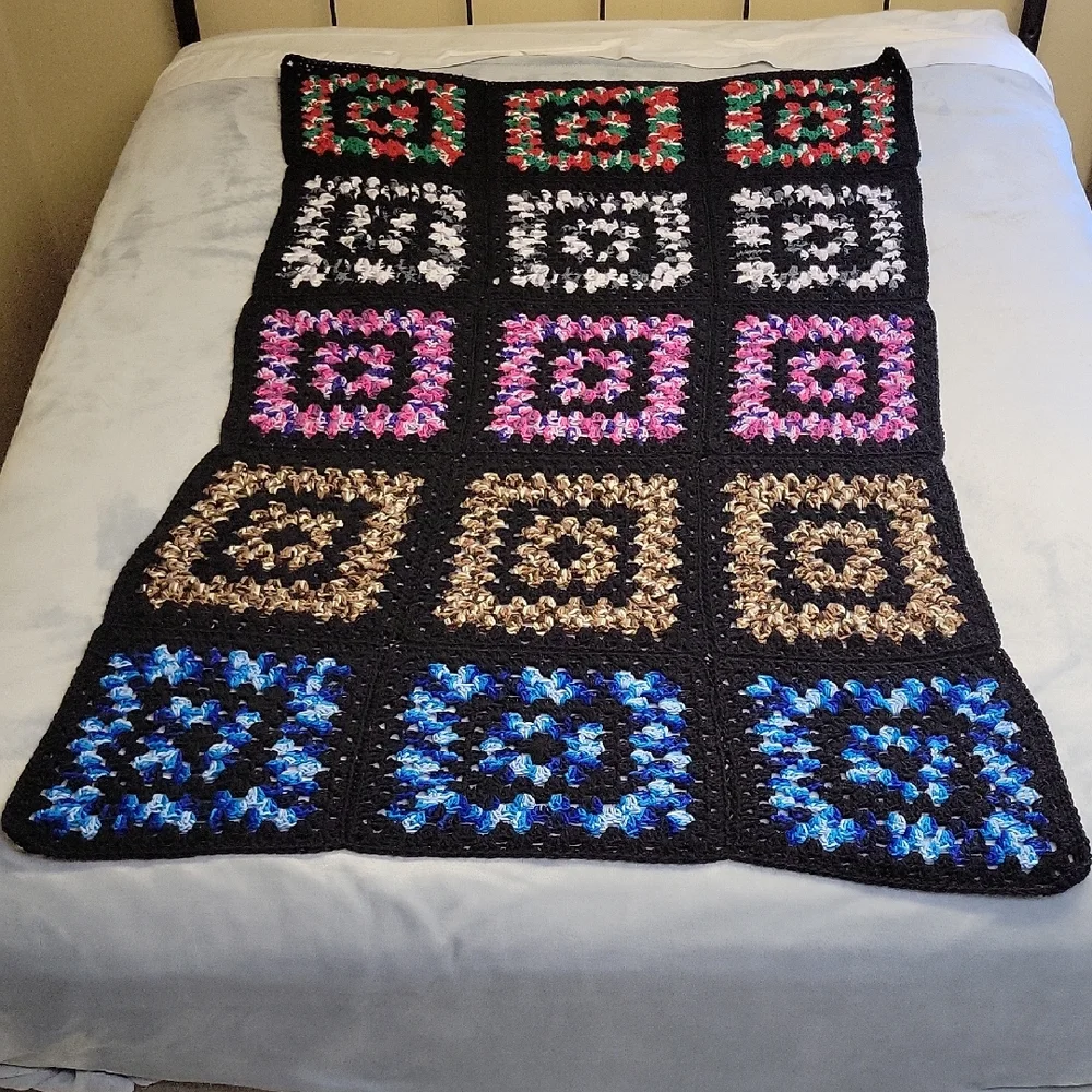 Granny Square Crochet Blanket, 65